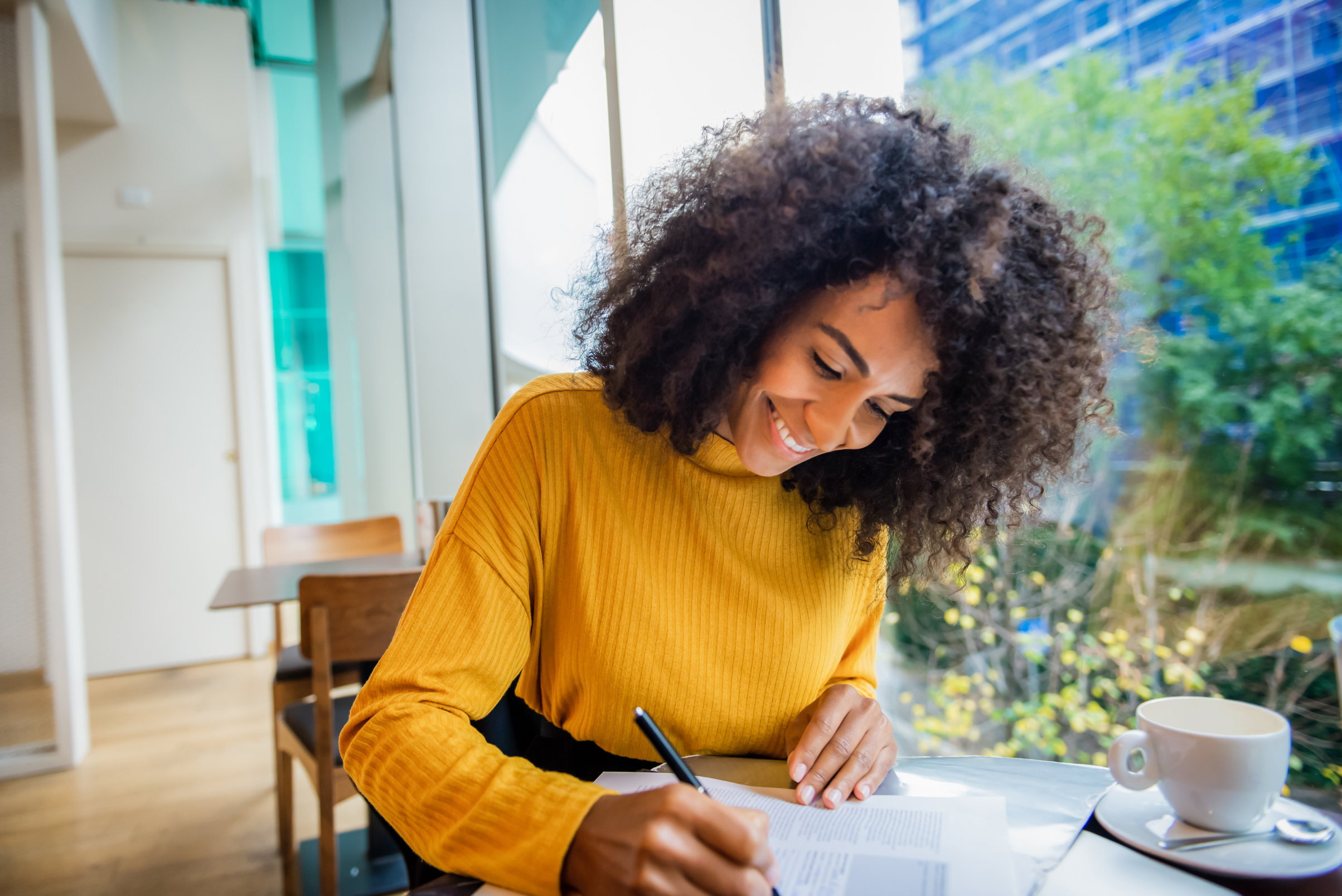 young woman studying